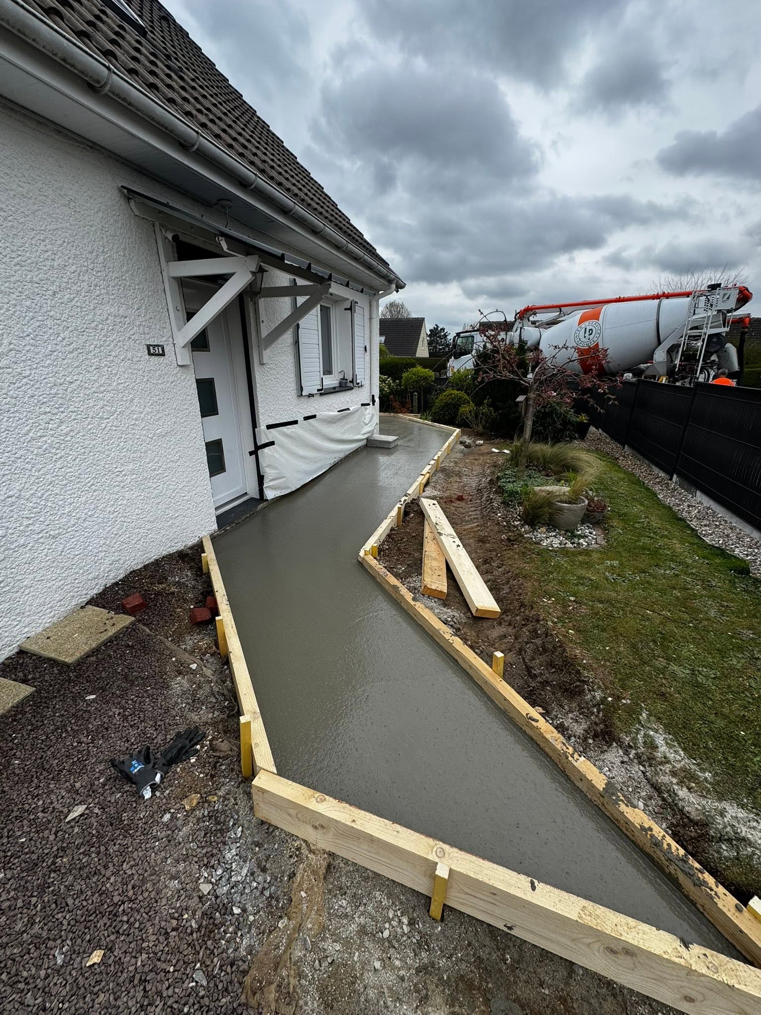 Terrasse beton en cours de realisation